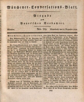 Münchener Conversations-Blatt (Bayer'scher Beobachter) Samstag 25. Dezember 1830