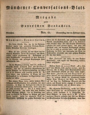 Münchener Conversations-Blatt (Bayer'scher Beobachter) Donnerstag 10. Februar 1831