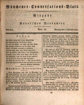 Münchener Conversations-Blatt (Bayer'scher Beobachter) Montag 14. Februar 1831