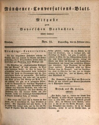 Münchener Conversations-Blatt (Bayer'scher Beobachter) Donnerstag 24. Februar 1831