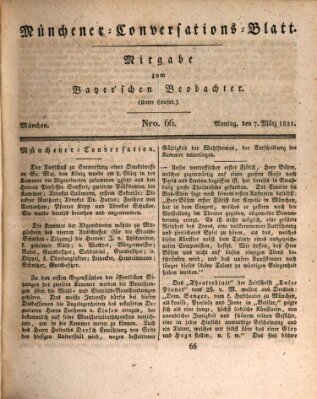 Münchener Conversations-Blatt (Bayer'scher Beobachter) Montag 7. März 1831