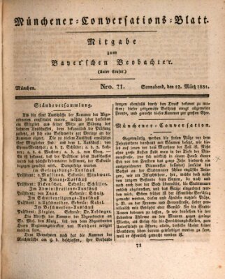 Münchener Conversations-Blatt (Bayer'scher Beobachter) Samstag 12. März 1831