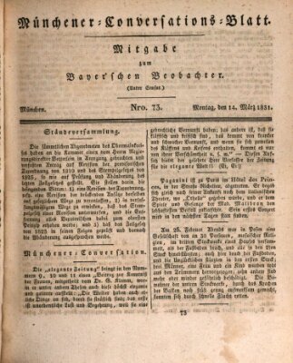 Münchener Conversations-Blatt (Bayer'scher Beobachter) Montag 14. März 1831