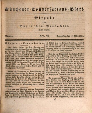 Münchener Conversations-Blatt (Bayer'scher Beobachter) Donnerstag 17. März 1831