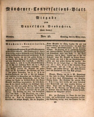 Münchener Conversations-Blatt (Bayer'scher Beobachter) Sonntag 27. März 1831