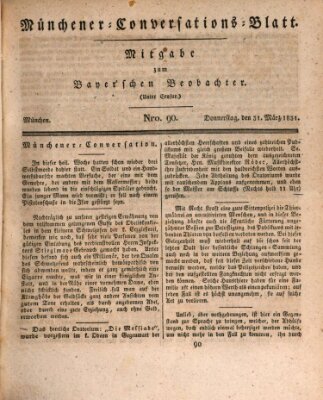 Münchener Conversations-Blatt (Bayer'scher Beobachter) Donnerstag 31. März 1831