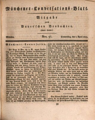 Münchener Conversations-Blatt (Bayer'scher Beobachter) Donnerstag 7. April 1831