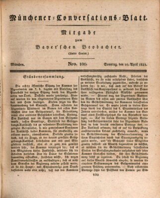Münchener Conversations-Blatt (Bayer'scher Beobachter) Sonntag 10. April 1831