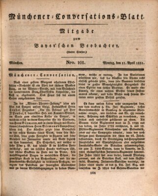 Münchener Conversations-Blatt (Bayer'scher Beobachter) Montag 11. April 1831
