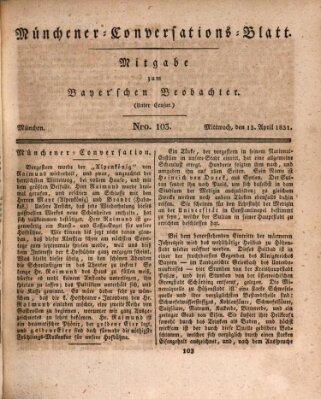 Münchener Conversations-Blatt (Bayer'scher Beobachter) Mittwoch 13. April 1831