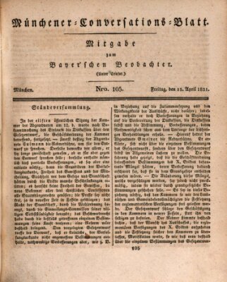 Münchener Conversations-Blatt (Bayer'scher Beobachter) Freitag 15. April 1831