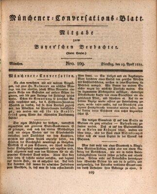 Münchener Conversations-Blatt (Bayer'scher Beobachter) Dienstag 19. April 1831