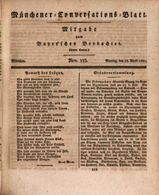 Münchener Conversations-Blatt (Bayer'scher Beobachter) Montag 25. April 1831