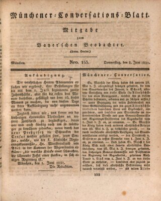 Münchener Conversations-Blatt (Bayer'scher Beobachter) Donnerstag 2. Juni 1831