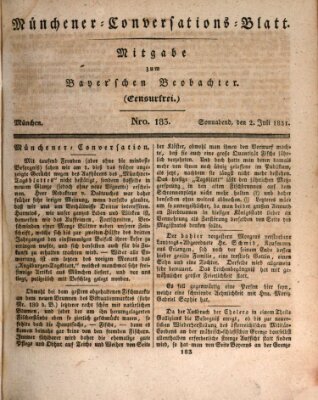 Münchener Conversations-Blatt (Bayer'scher Beobachter) Samstag 2. Juli 1831