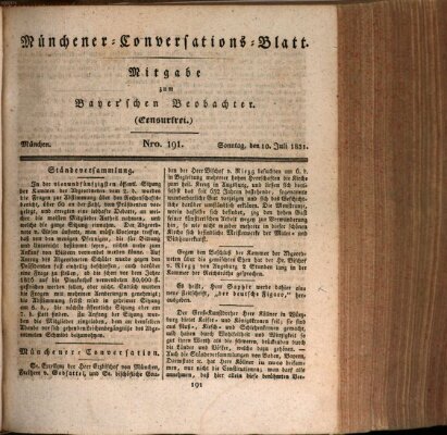 Münchener Conversations-Blatt (Bayer'scher Beobachter) Sonntag 10. Juli 1831