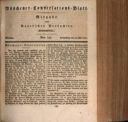 Münchener Conversations-Blatt (Bayer'scher Beobachter) Donnerstag 14. Juli 1831