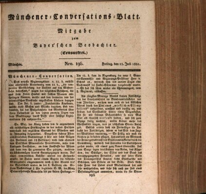 Münchener Conversations-Blatt (Bayer'scher Beobachter) Freitag 15. Juli 1831