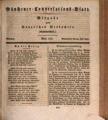 Münchener Conversations-Blatt (Bayer'scher Beobachter) Samstag 30. Juli 1831