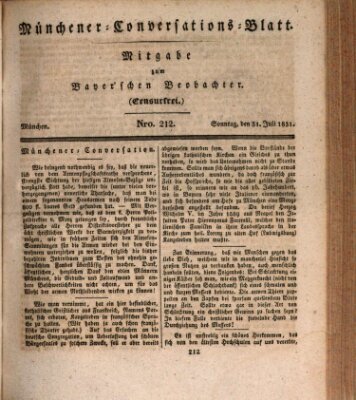 Münchener Conversations-Blatt (Bayer'scher Beobachter) Sonntag 31. Juli 1831