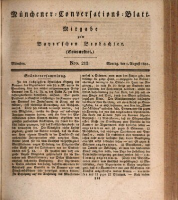 Münchener Conversations-Blatt (Bayer'scher Beobachter) Montag 1. August 1831