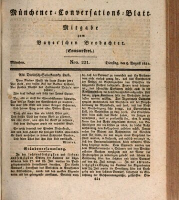 Münchener Conversations-Blatt (Bayer'scher Beobachter) Dienstag 9. August 1831