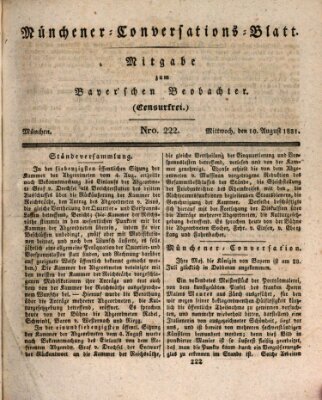 Münchener Conversations-Blatt (Bayer'scher Beobachter) Mittwoch 10. August 1831