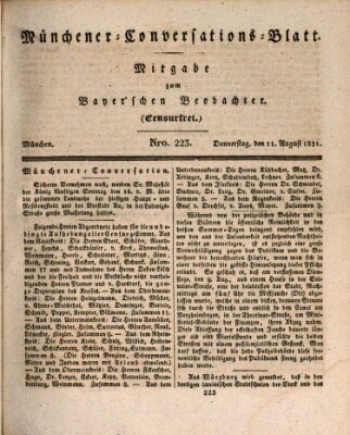 Münchener Conversations-Blatt (Bayer'scher Beobachter) Donnerstag 11. August 1831