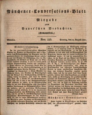 Münchener Conversations-Blatt (Bayer'scher Beobachter) Sonntag 14. August 1831