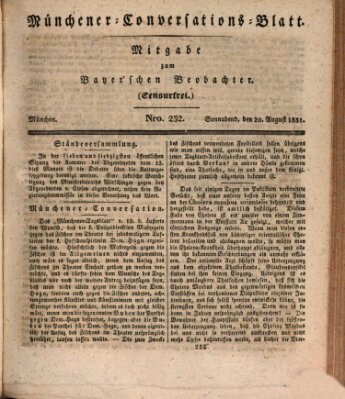 Münchener Conversations-Blatt (Bayer'scher Beobachter) Samstag 20. August 1831