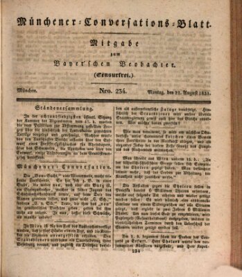 Münchener Conversations-Blatt (Bayer'scher Beobachter) Montag 22. August 1831