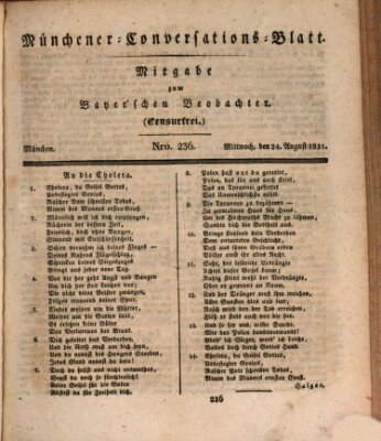 Münchener Conversations-Blatt (Bayer'scher Beobachter) Mittwoch 24. August 1831