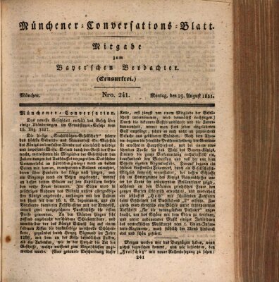 Münchener Conversations-Blatt (Bayer'scher Beobachter) Montag 29. August 1831