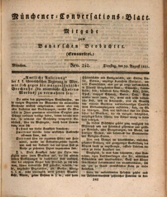 Münchener Conversations-Blatt (Bayer'scher Beobachter) Dienstag 30. August 1831