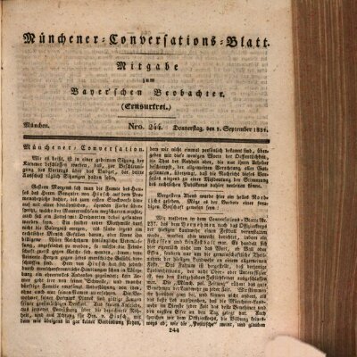 Münchener Conversations-Blatt (Bayer'scher Beobachter) Donnerstag 1. September 1831