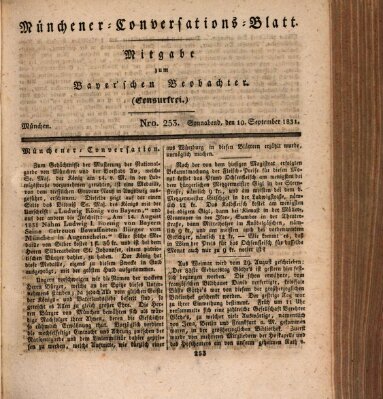 Münchener Conversations-Blatt (Bayer'scher Beobachter) Samstag 10. September 1831