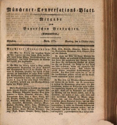 Münchener Conversations-Blatt (Bayer'scher Beobachter) Sonntag 2. Oktober 1831