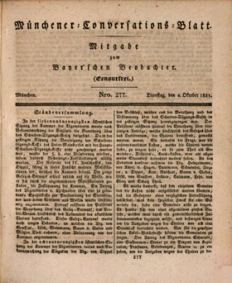 Münchener Conversations-Blatt (Bayer'scher Beobachter) Dienstag 4. Oktober 1831