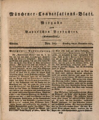 Münchener Conversations-Blatt (Bayer'scher Beobachter) Dienstag 15. November 1831