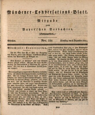 Münchener Conversations-Blatt (Bayer'scher Beobachter) Dienstag 6. Dezember 1831