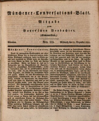 Münchener Conversations-Blatt (Bayer'scher Beobachter) Mittwoch 21. Dezember 1831