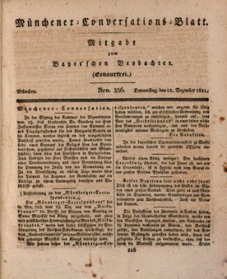 Münchener Conversations-Blatt (Bayer'scher Beobachter) Donnerstag 22. Dezember 1831