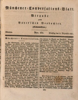 Münchener Conversations-Blatt (Bayer'scher Beobachter) Dienstag 27. Dezember 1831