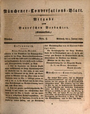 Münchener Conversations-Blatt (Bayer'scher Beobachter) Mittwoch 4. Januar 1832