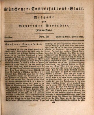 Münchener Conversations-Blatt (Bayer'scher Beobachter) Mittwoch 15. Februar 1832