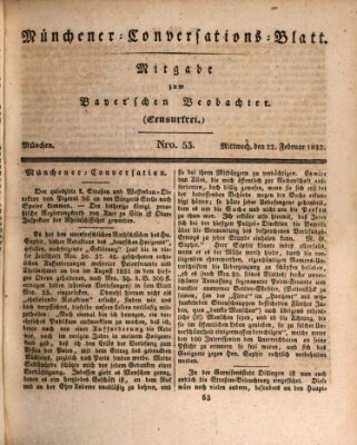 Münchener Conversations-Blatt (Bayer'scher Beobachter) Mittwoch 22. Februar 1832