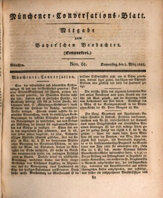 Münchener Conversations-Blatt (Bayer'scher Beobachter) Donnerstag 1. März 1832