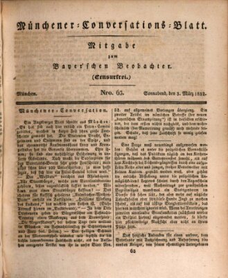 Münchener Conversations-Blatt (Bayer'scher Beobachter) Samstag 3. März 1832