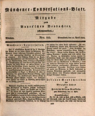 Münchener Conversations-Blatt (Bayer'scher Beobachter) Samstag 14. April 1832