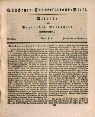 Münchener Conversations-Blatt (Bayer'scher Beobachter) Freitag 20. April 1832